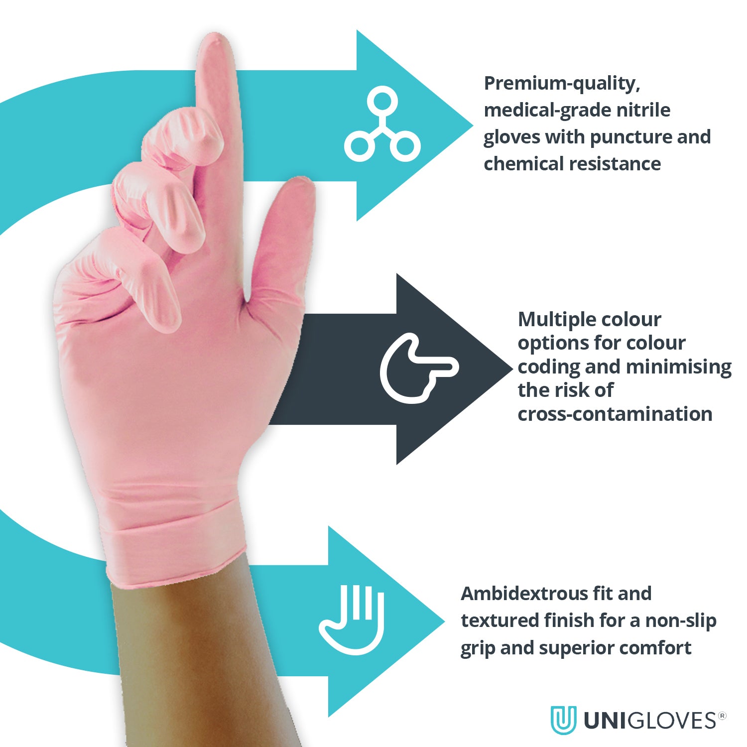 Rose Pearl Nitrile Gloves Features