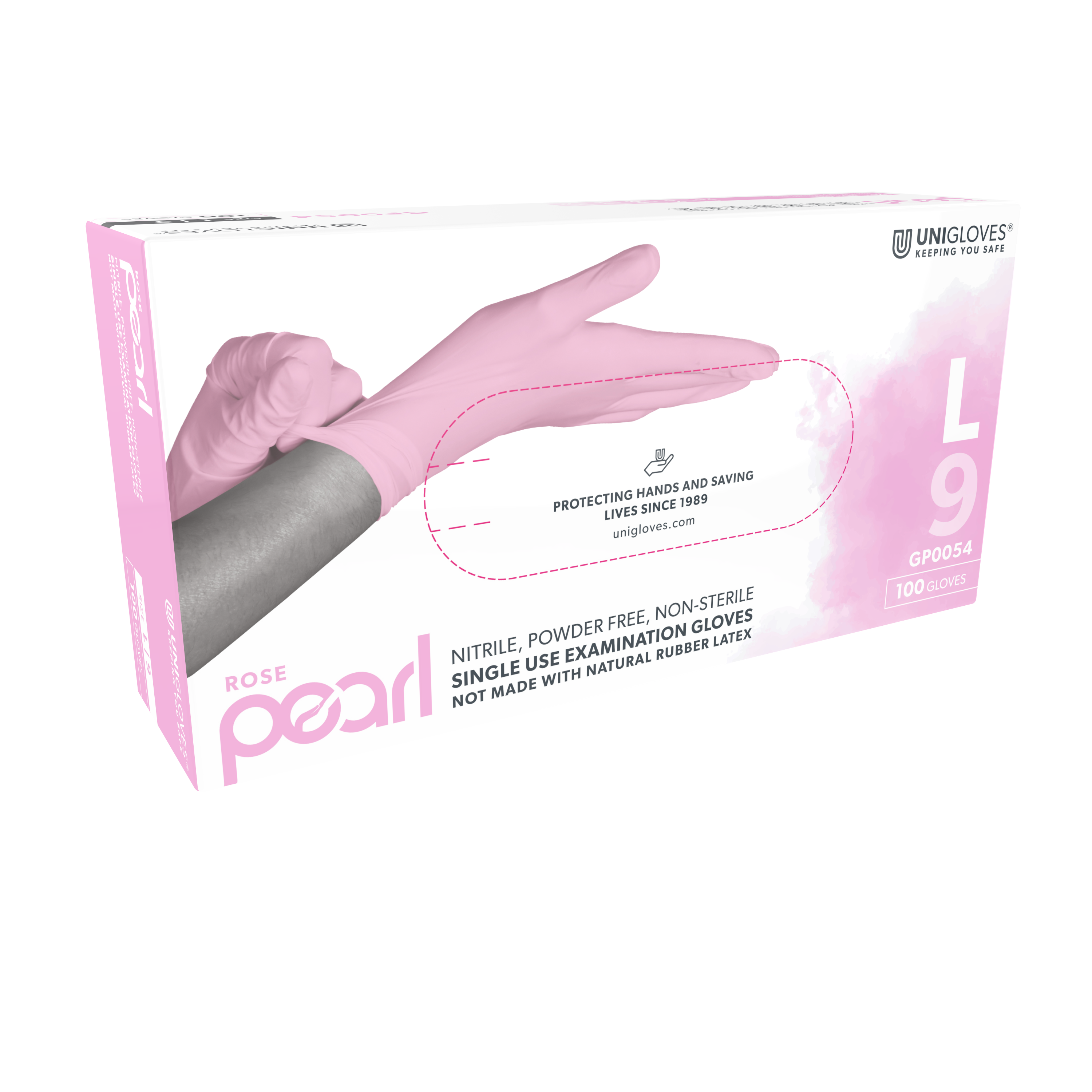 Rose Pearl Nitrile Powder Free Gloves