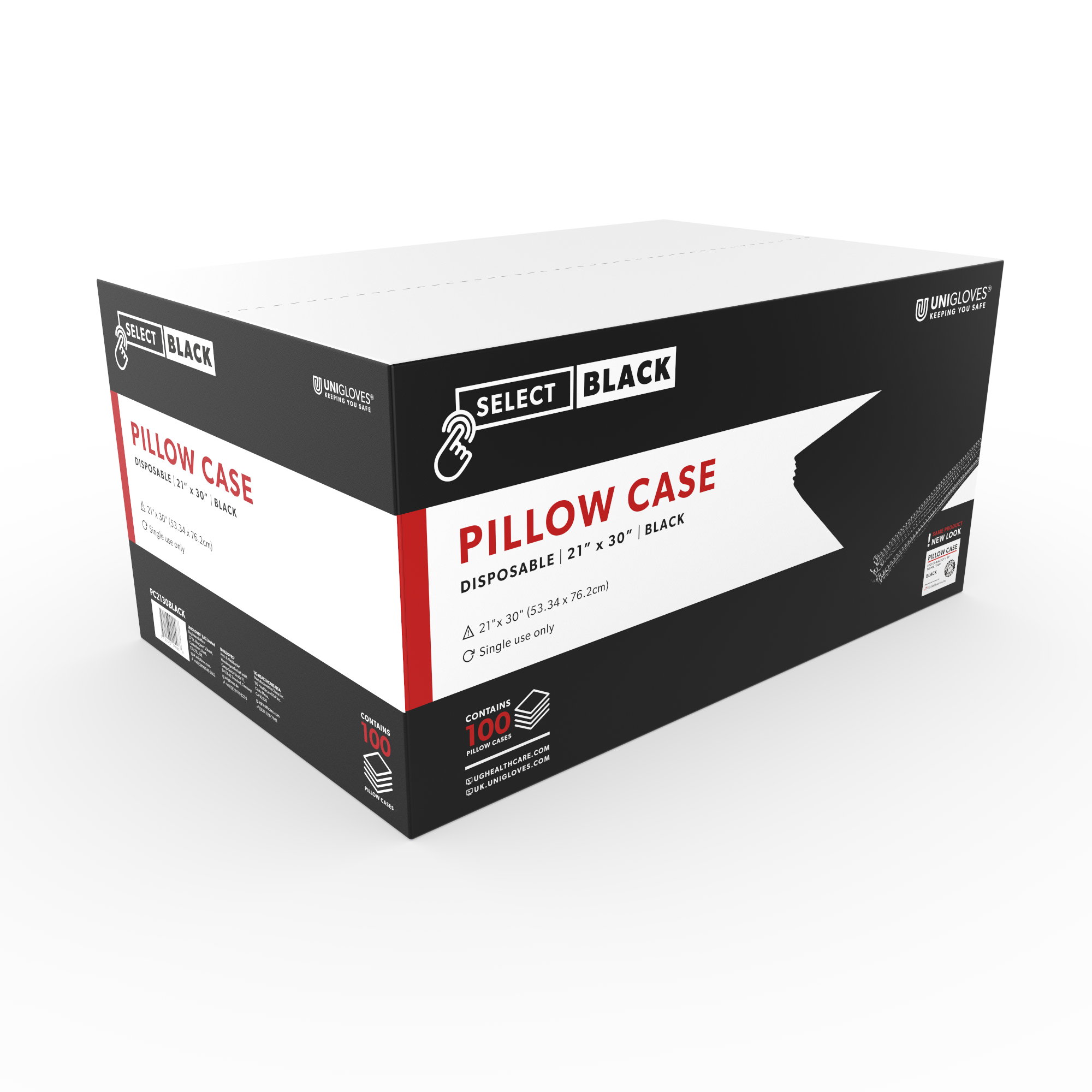 Box of disposable black tattoo pillow cases from Unigloves