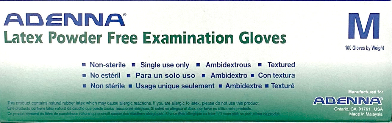 Adenna Latex Powder Free Examination Gloves | Product Specs