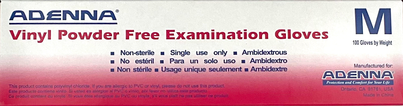 Adenna Vinyl Powder Free Examiniation Gloves | Product Details