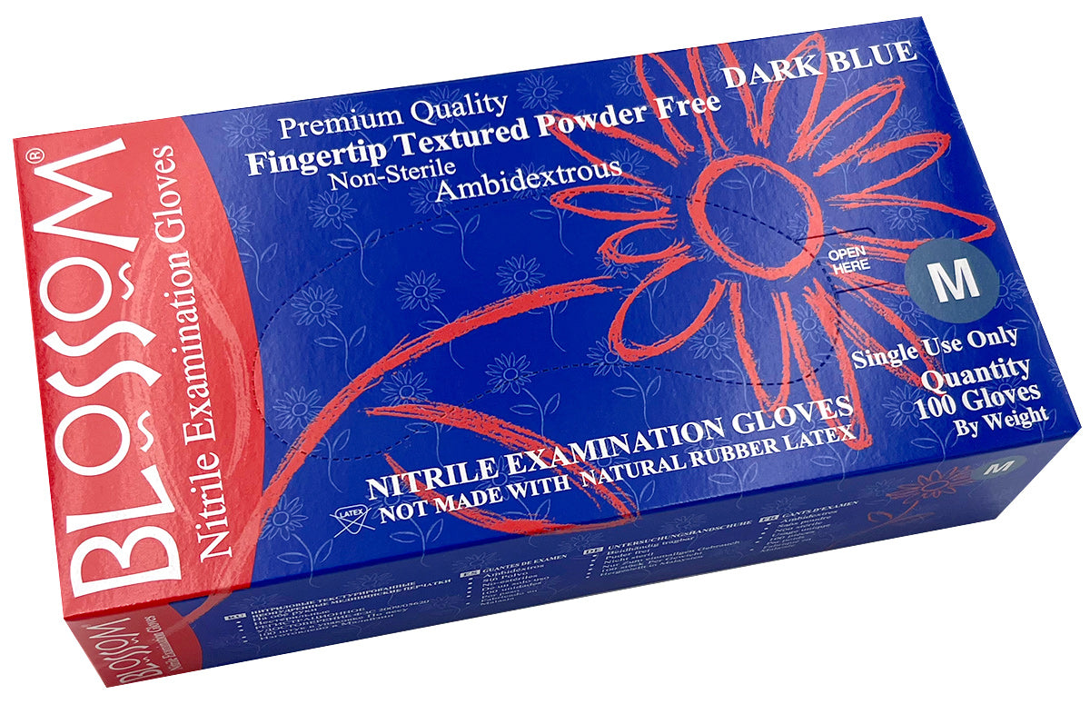 Blossom Dark Blue Nitrile Examination Gloves