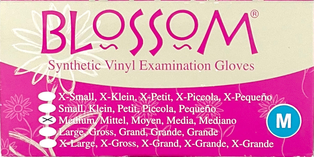 Blossom Vinyl Exam Gloves | Box Side