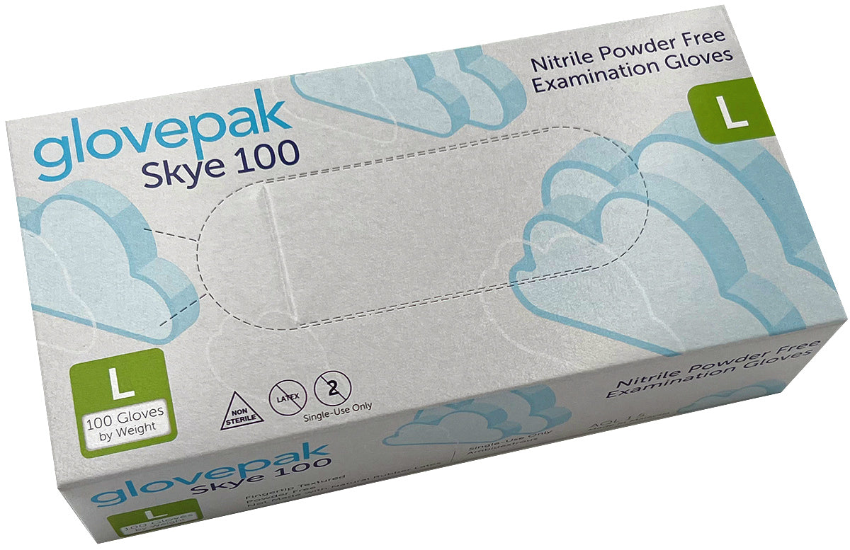 Glovepak Skye 100 Nitrile Powder Free Examination Gloves