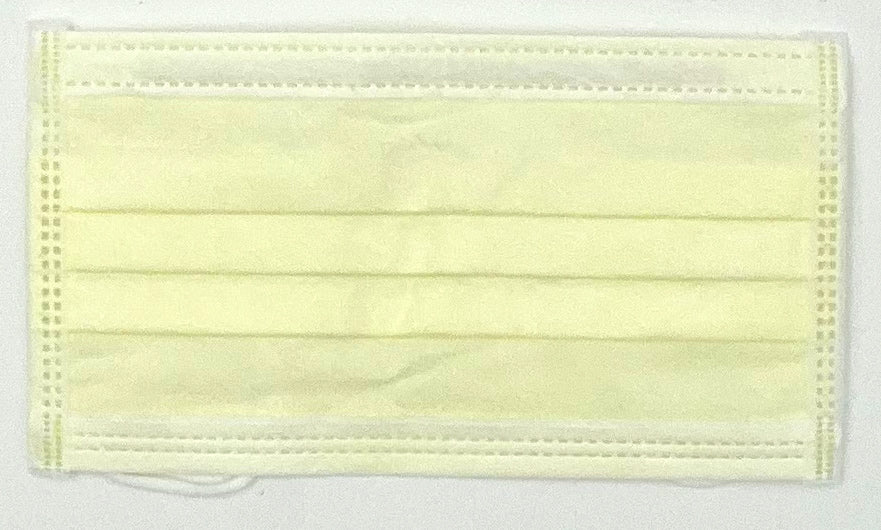 Maytex Yellow Earloop Exam Mask | Front of Mask