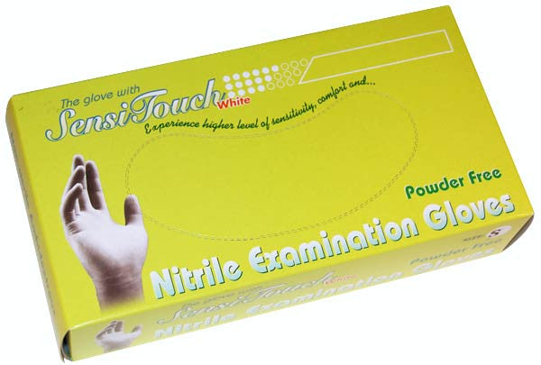 Sensitouch powder-free nitrile white exam gloves