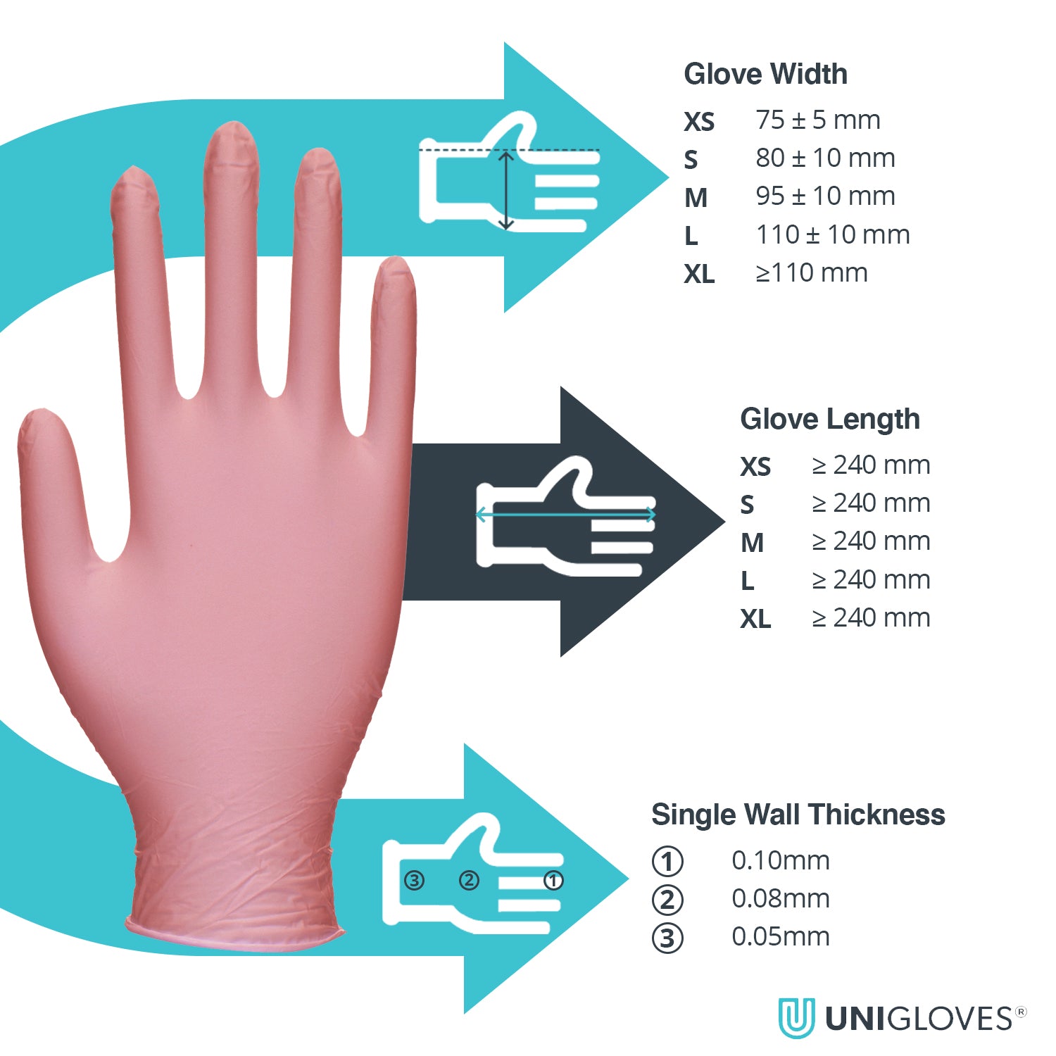 Rose Pearl Glove Size Guide