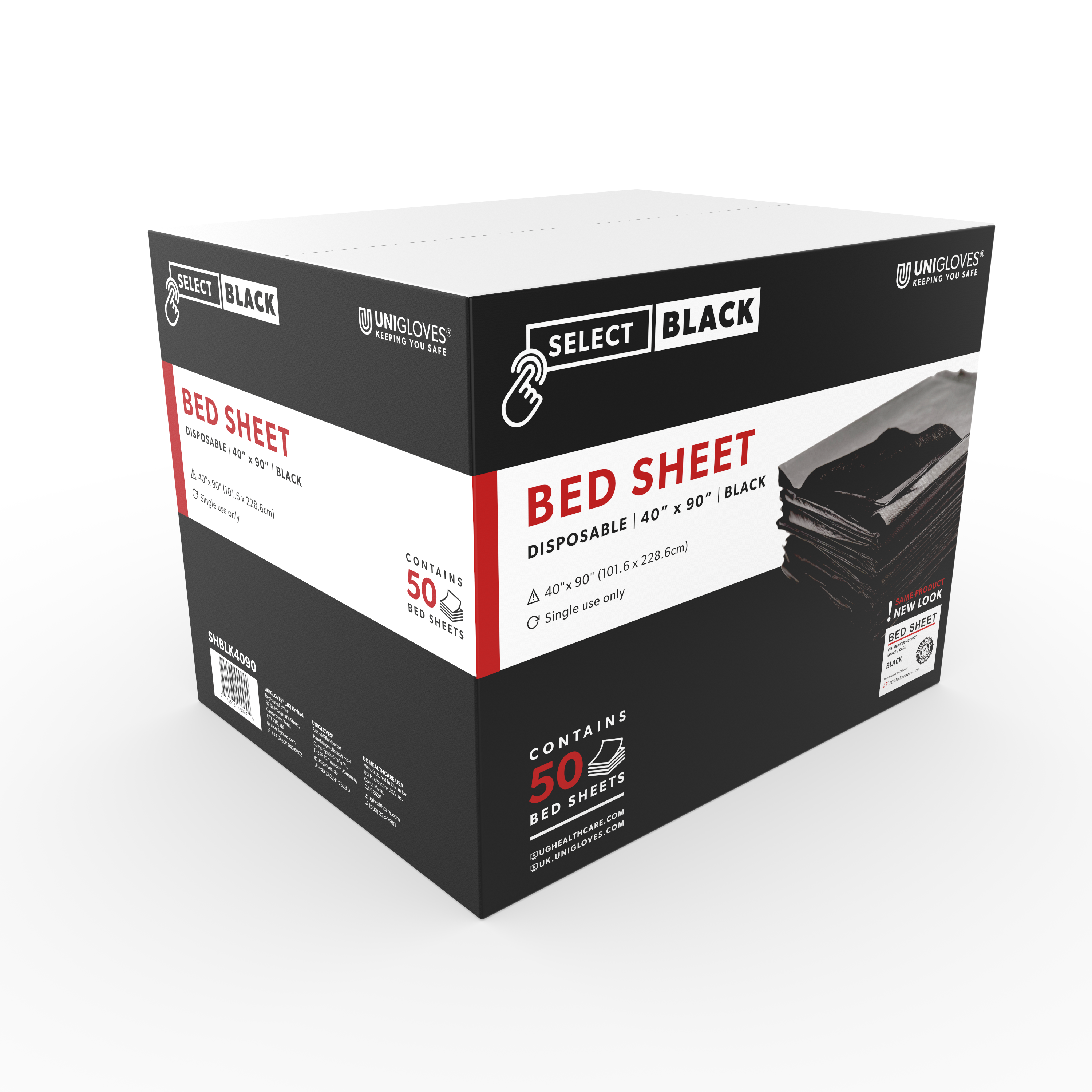 Unigloves Select Black Disposable Bed Sheet Box