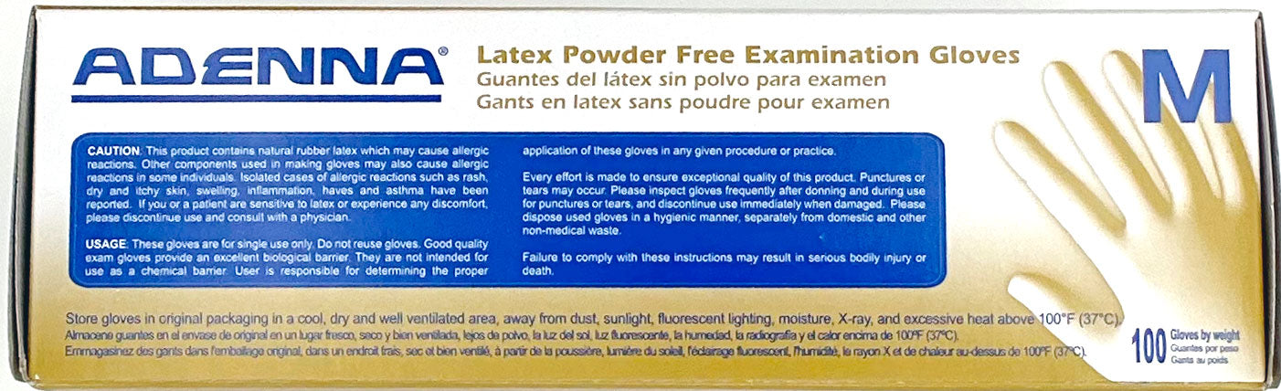 Adenna Latex Powder Free Examination Gloves | Caution and Usage