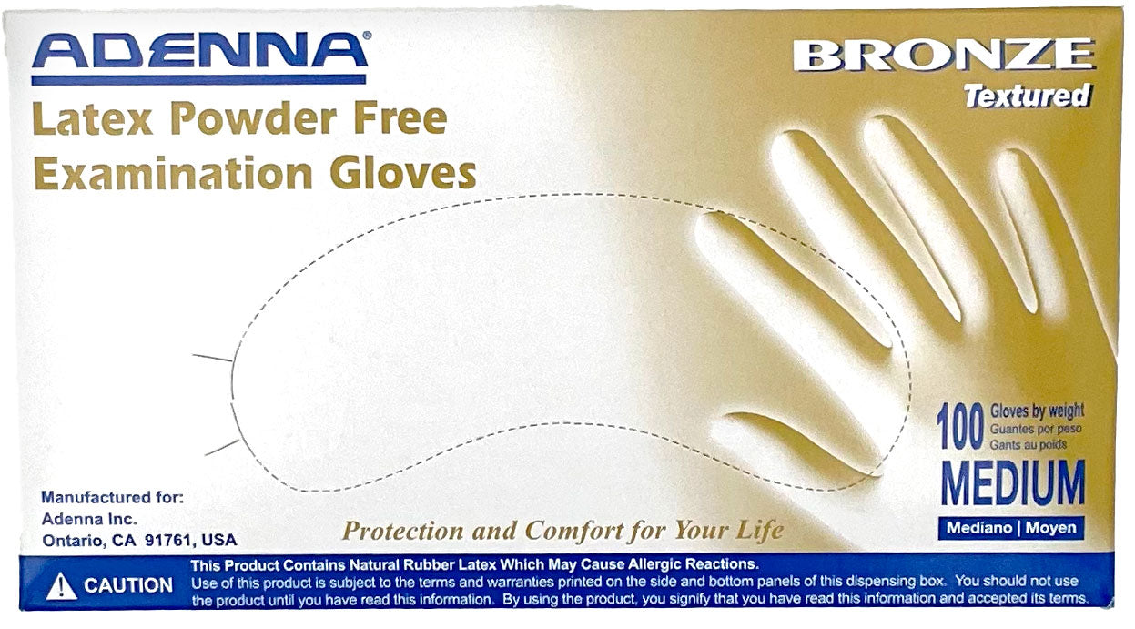 Adenna Latex Powder Free Examination Gloves - box top