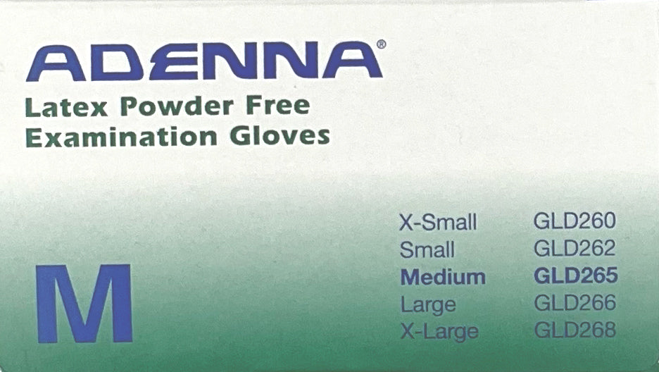 Adenna Latex Powder Free Examination Gloves | Product Sizes