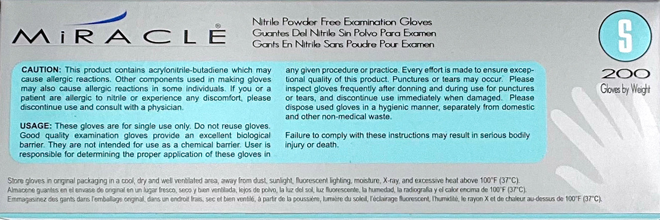 Adenna Miracle Nitrile Powder Free Examination Gloves  | Caution and Usage