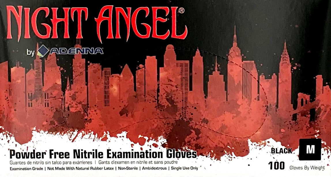 Adenna Night Angel Black Nitrile Exam Gloves | Box Top