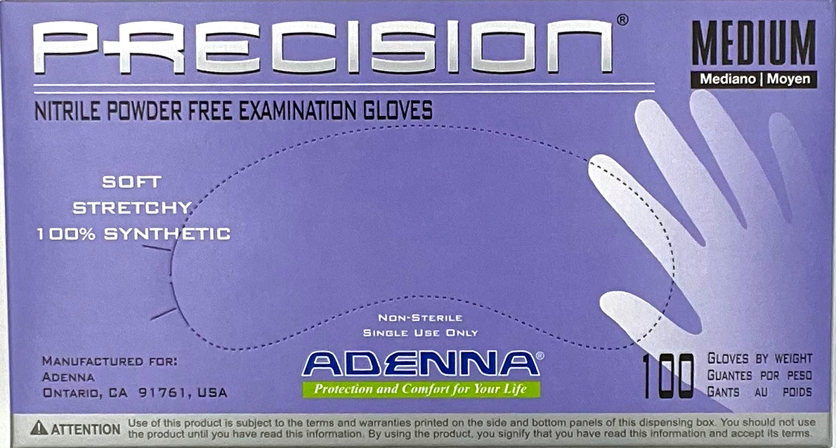 Adenna Nitrile Precision Examination Gloves | Top of Box Detail