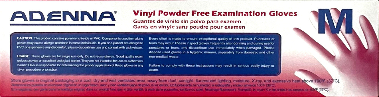 Adenna Vinyl Powder Free Examiniation Gloves | Caution and Usage