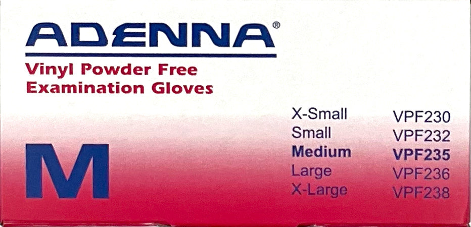 Adenna Vinyl Powder Free Examiniation Gloves | Sizes