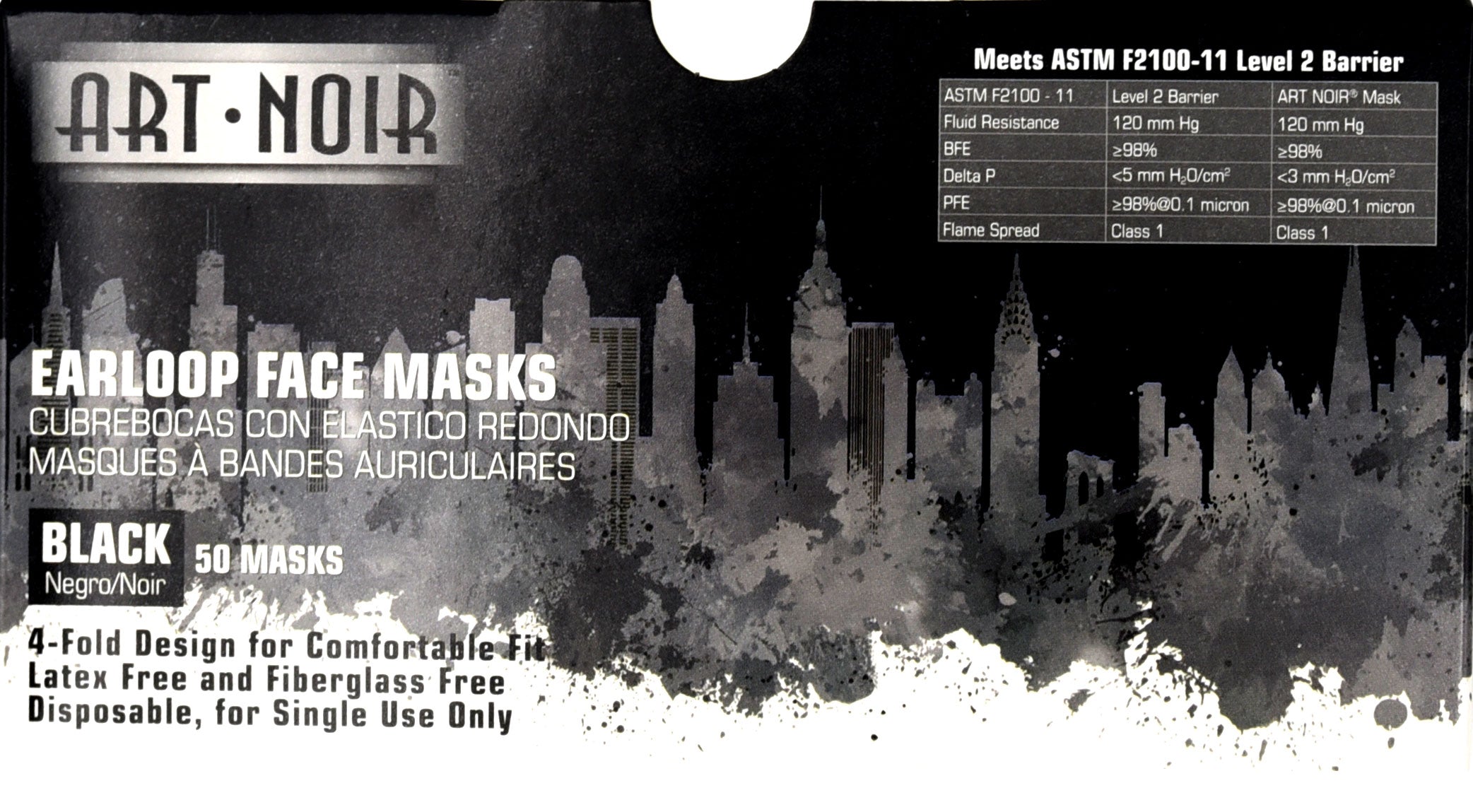 Art Noir Black Face Mask | Front of Box