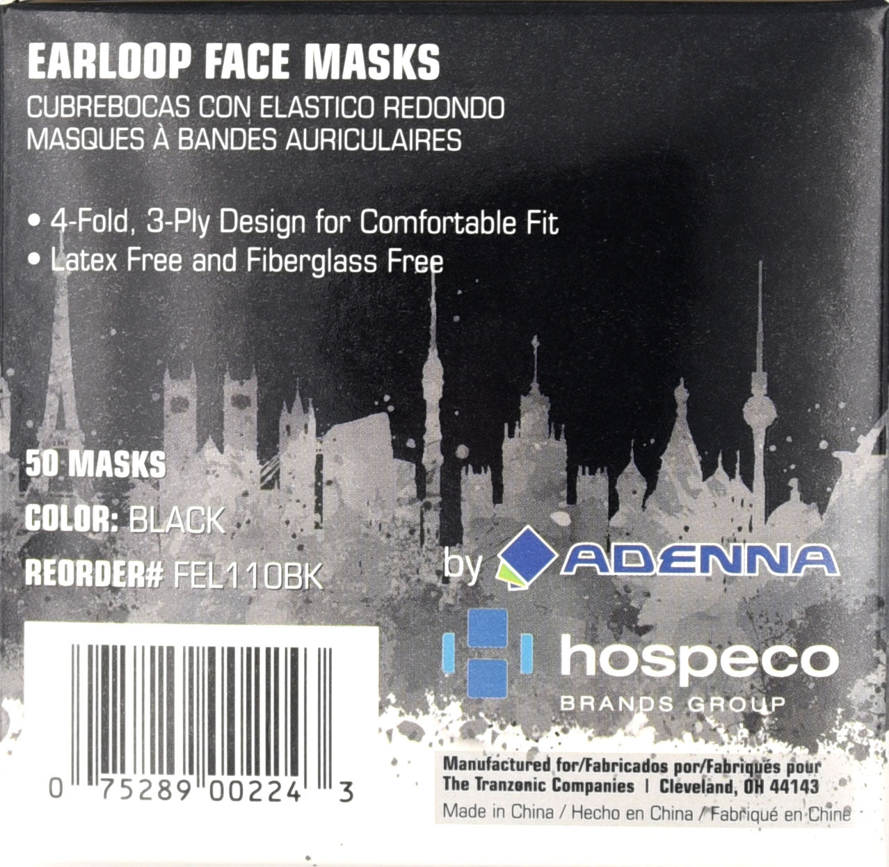 Art Noir Black Face Mask | Side of Box