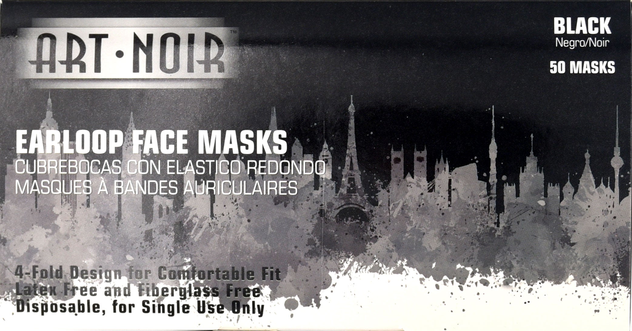 Art Noir Black Face Mask | Top of Box