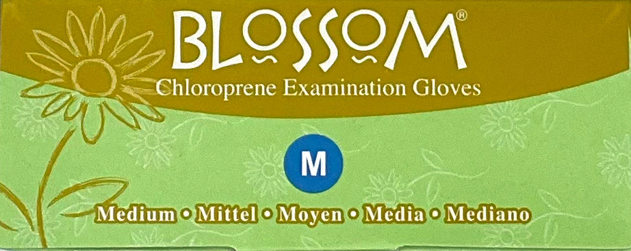 Blossom Chloroprene Avocado Green Exam Gloves | Side of Box
