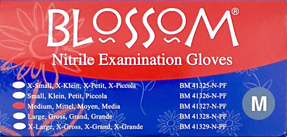 Blossom Dark Blue Nitrile Exam Gloves | Box Side