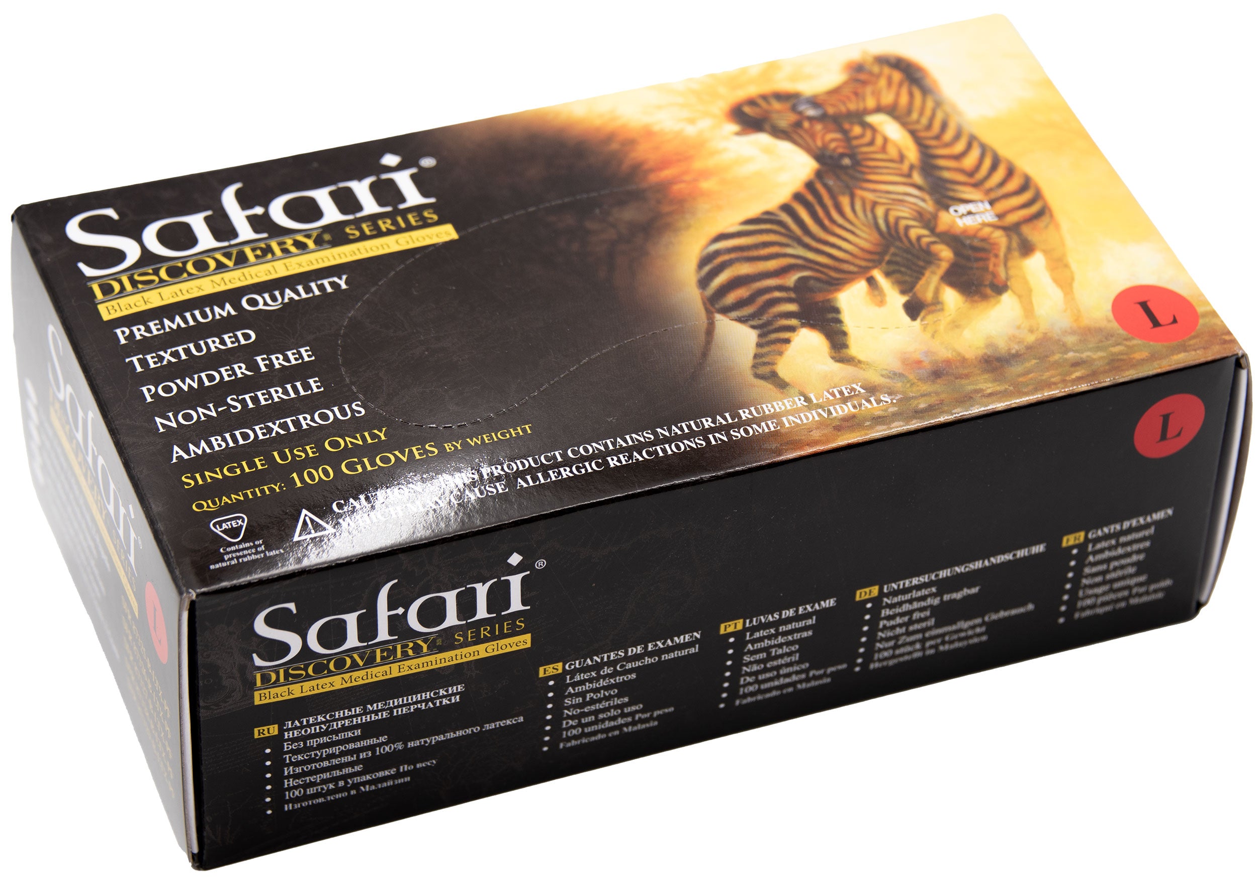 Safari Black Latex Powder Free Textured Exam Gloves, 5.5 mil