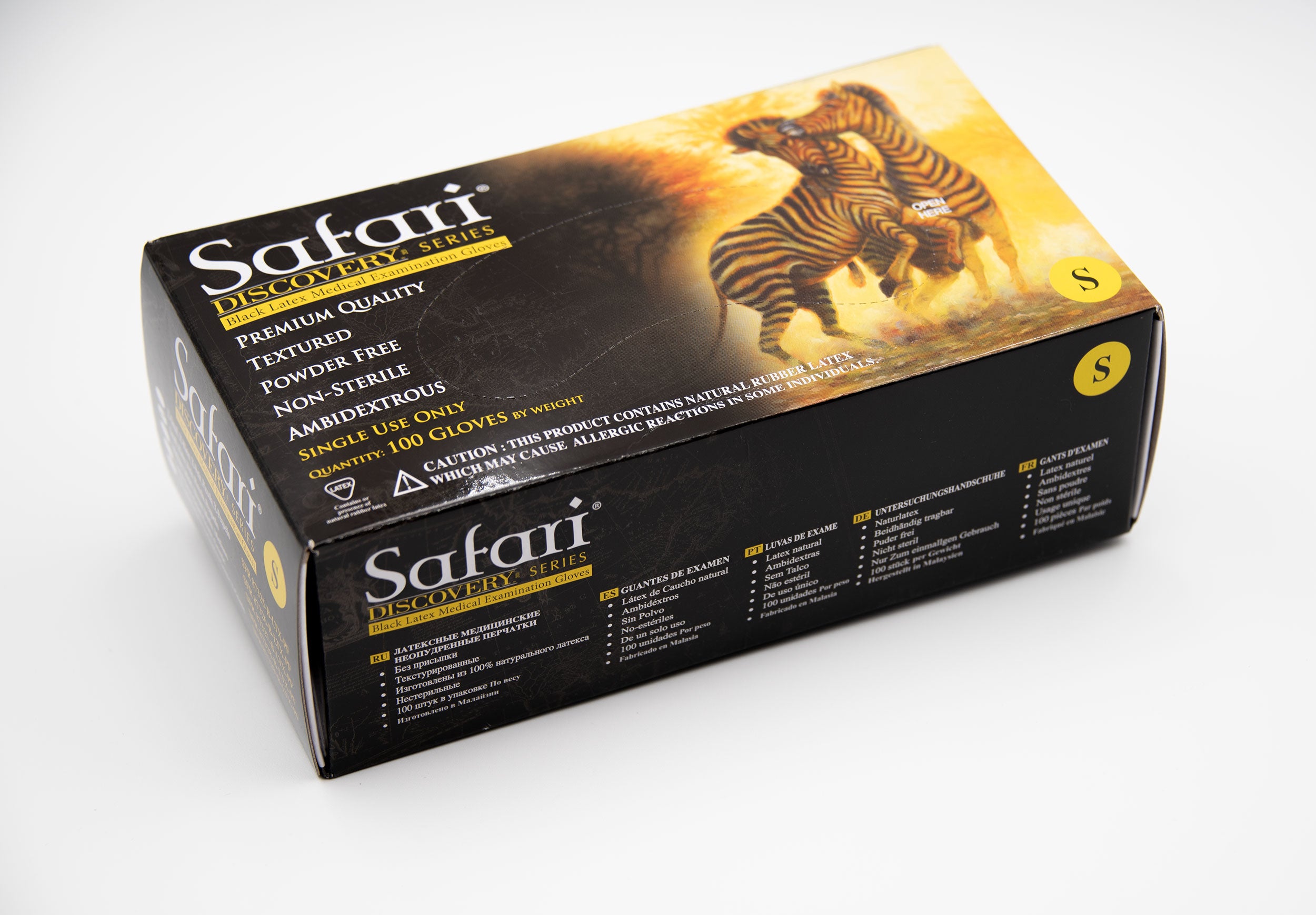 Safari Black Latex Powder Free Textured Exam Gloves, 5.5 mil