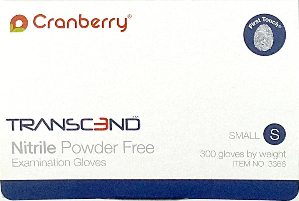 Cranberry Transcend Nitrile Gloves | Side of Box