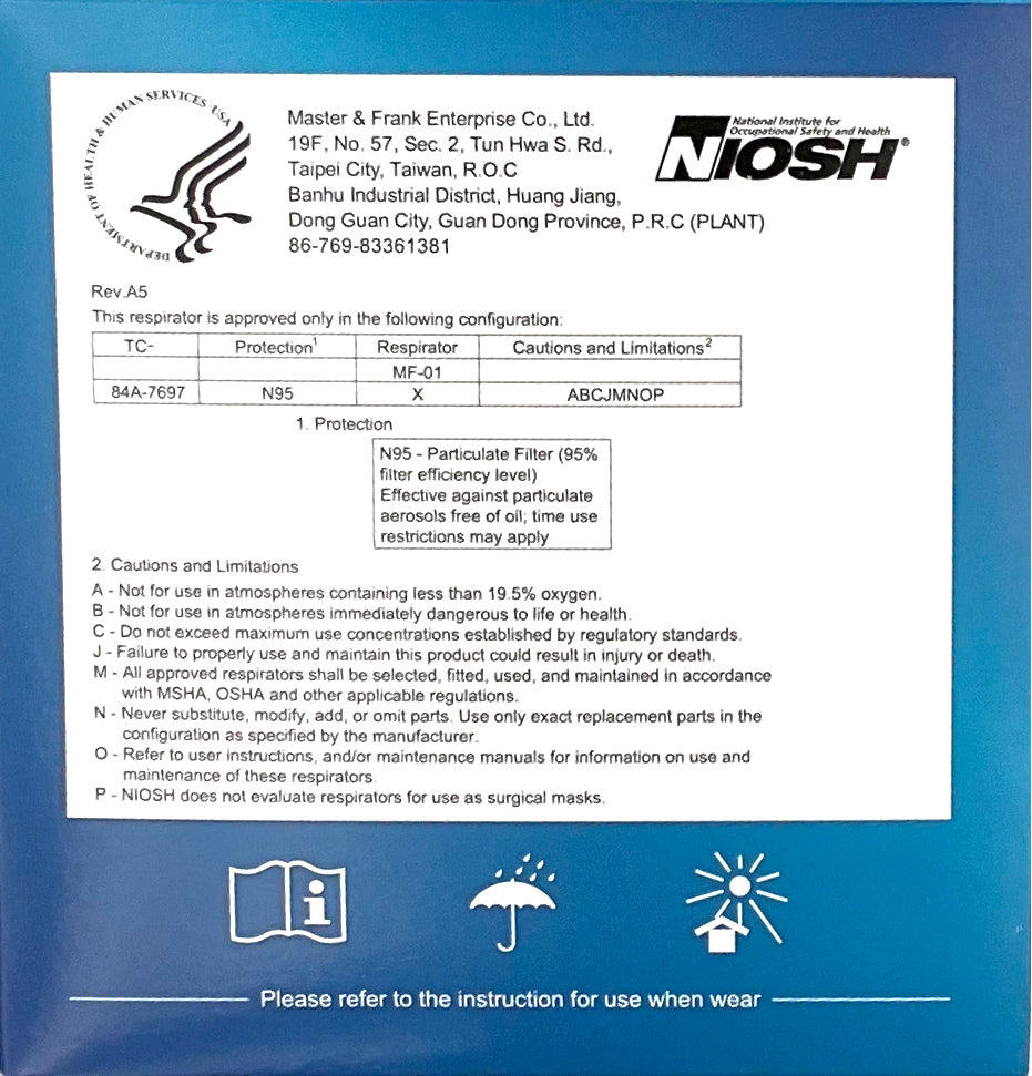 Master & Frank N95 Particulate Respirator