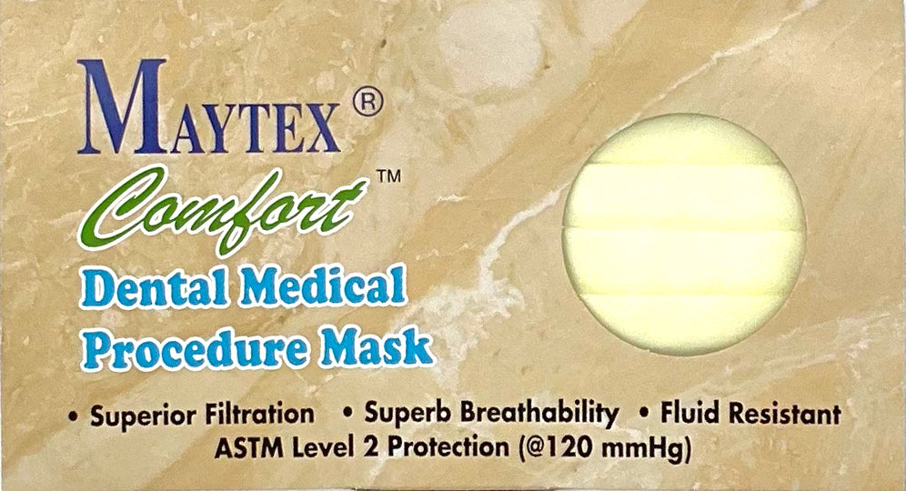 Maytex Yellow Earloop Exam Mask Top of Box