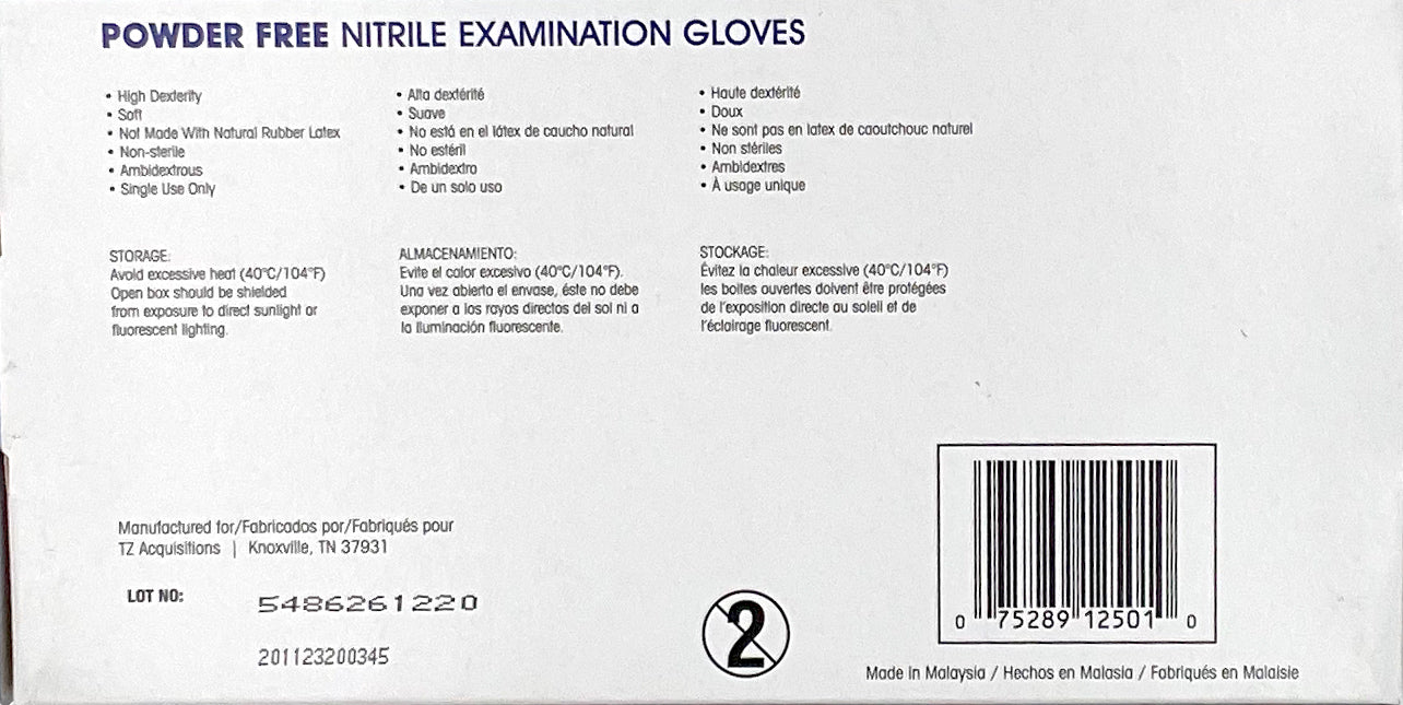 ProWorks Nitrile Powder Free Exam Gloves Blue Violet | Product Specs