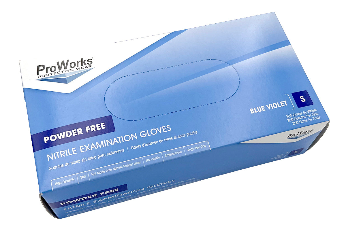 ProWorks Nitrile Powder Free Examination Gloves Blue Violet