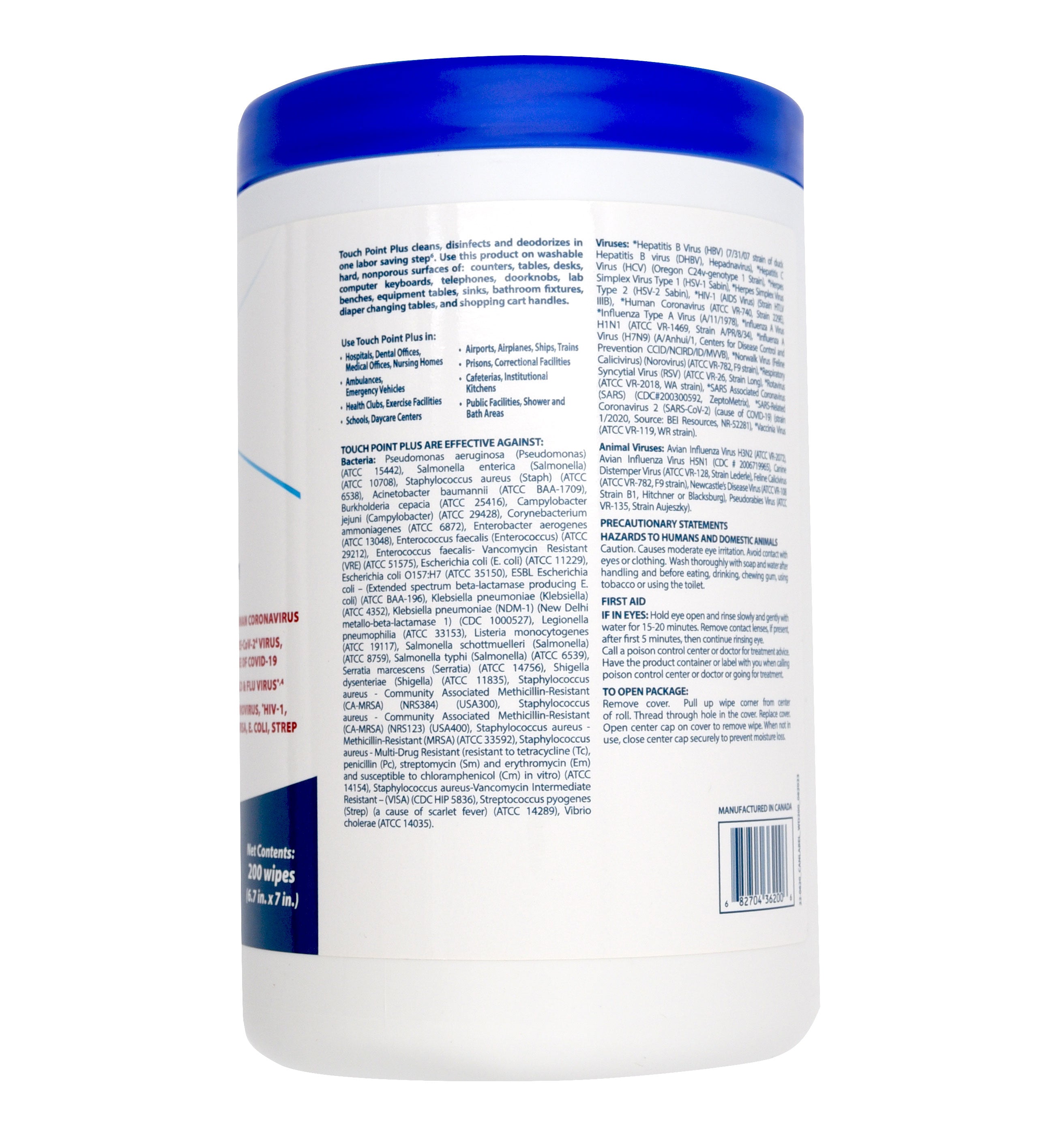 TouchPoint Plus Disinfectant Wipes Product Details Continued