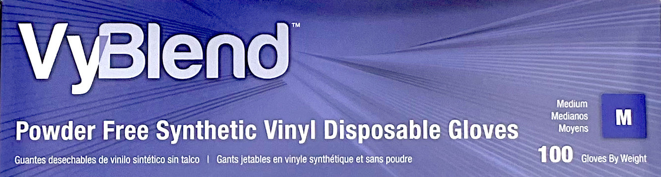 VyBlend Synthetic Vinyl Exam Gloves | Side of Box