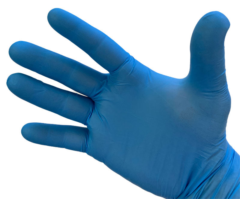Safari Nitrile Blue Exam Gloves on hand